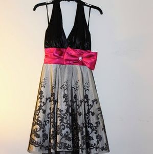 Only Worn Once Halter Bow Tie Cocktail Dress